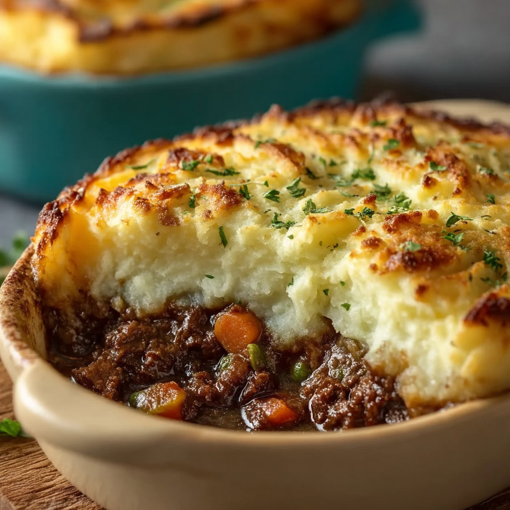 A bowl of food with a white and green topping.