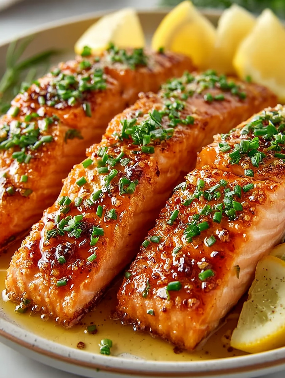 Two pieces of fish with parsley on top.