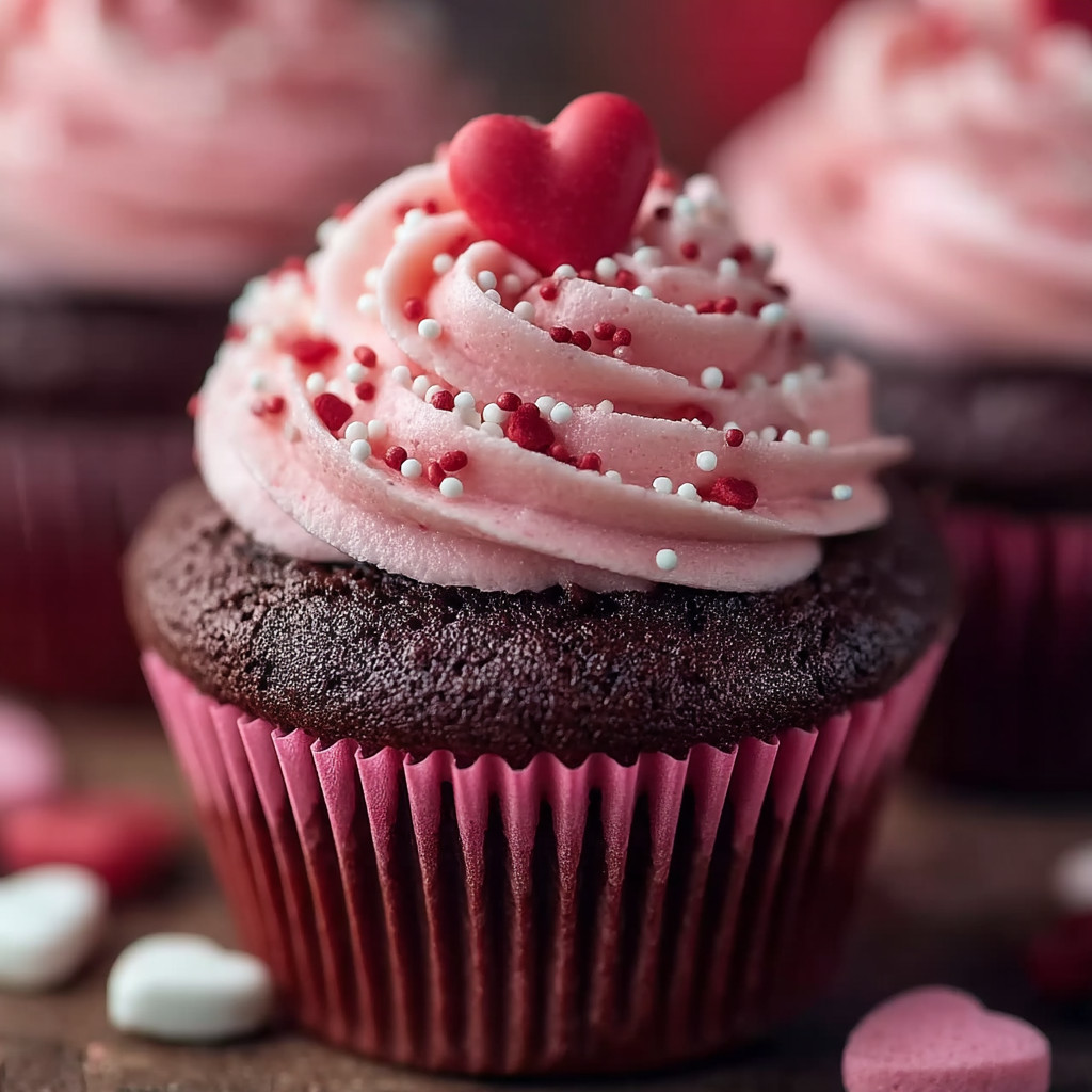 A cupcake with a heart on top.