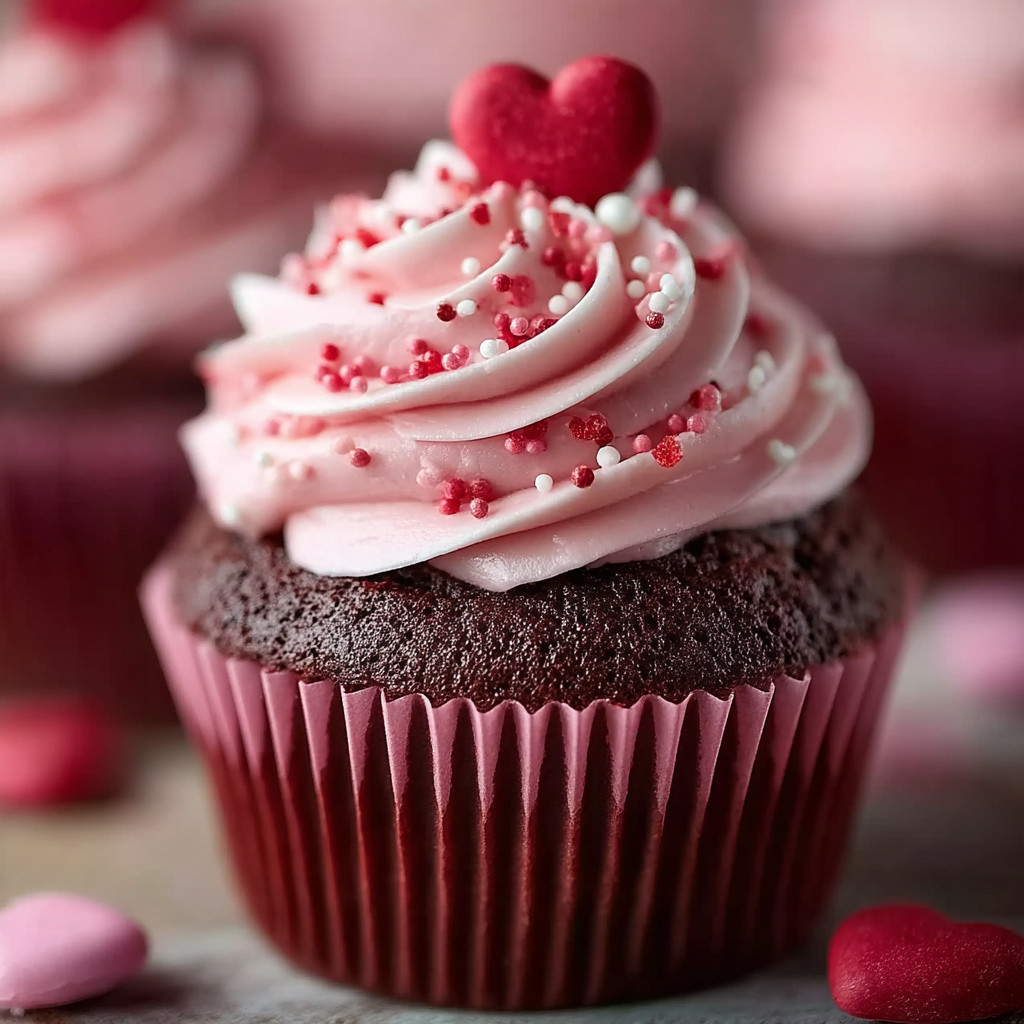 A cupcake with a heart on top.