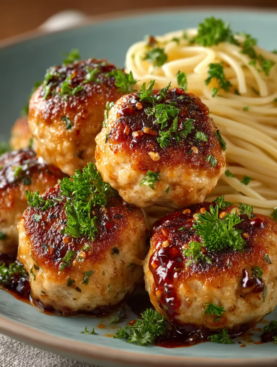 A plate of meatballs with sauce.