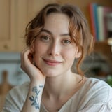 A woman with a tattoo on her arm.
