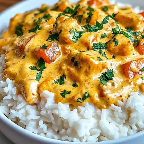 A bowl of rice and chicken with a creamy sauce.