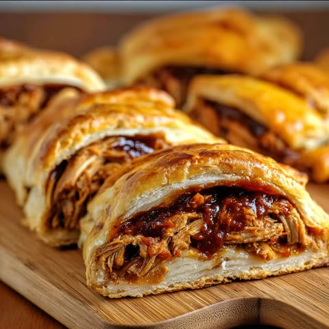 A plate of sandwiches with meat and jelly.