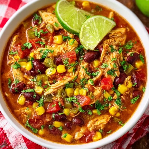 A bowl of soup with lime wedges on top.