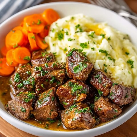 A bowl of meat and potatoes.