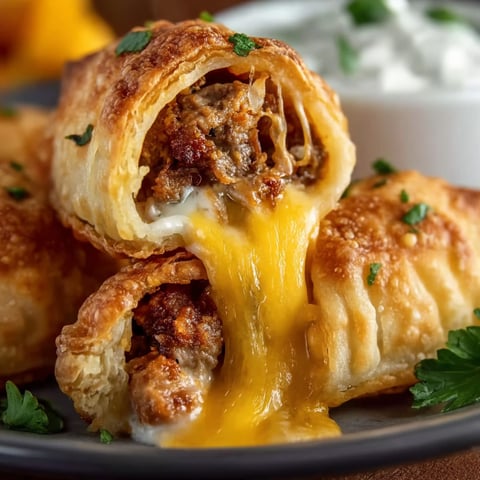 A plate of food with a pastry and a white sauce.