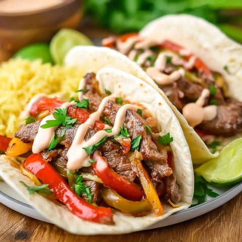 Two tacos with meat and vegetables on a plate.