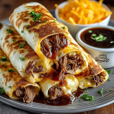 A plate of food with a burrito and cheese.